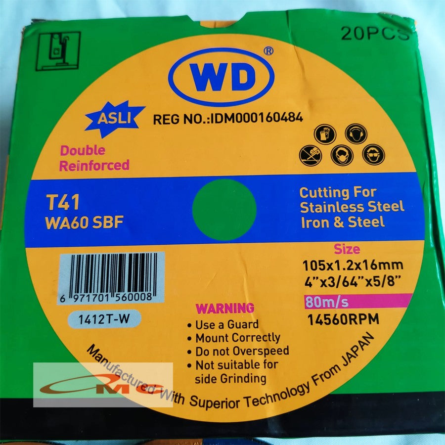 Mata Gurinda Gerinda Potong Besi Cutting Wheel WD 4 Inch 1 Box Isi 20