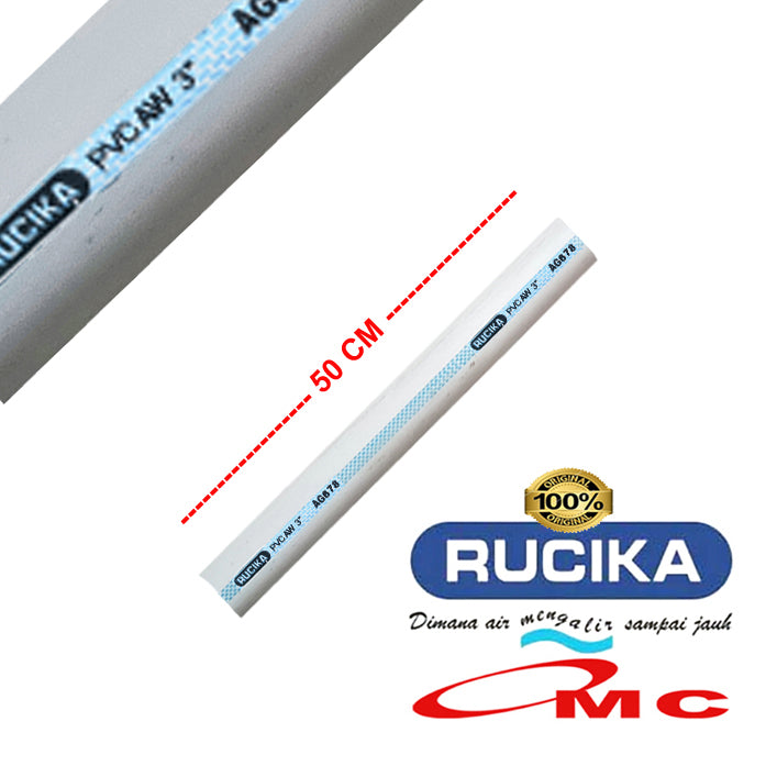 Pipa PVC Rucika AW Paralon Pralon Air 3 Inch 50 CM 1/2 M Meter