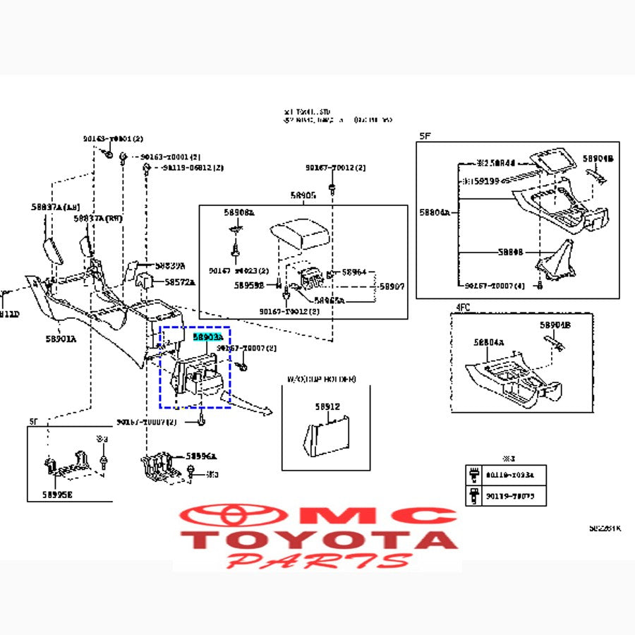 Panel Console Belakang Tempat Minuman Innova Fortuner 58903-0K010-A0