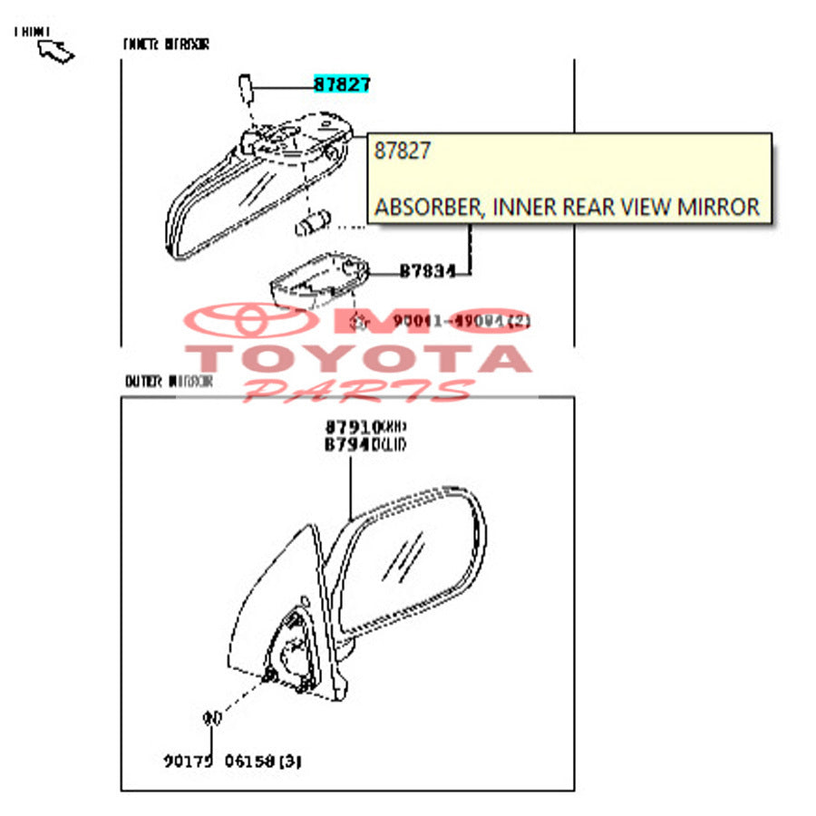 Karet spion Inner Mirror Avanza Xenia Calya Sigra Rush 87828-BZ010