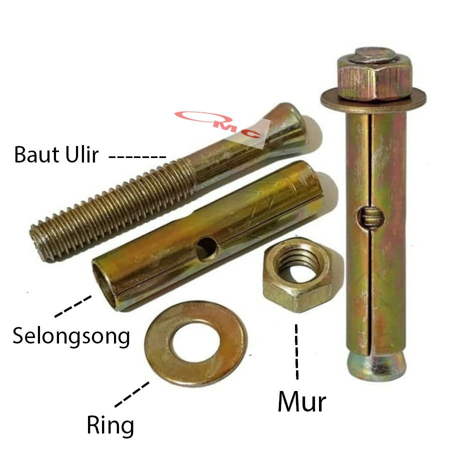 Camel Baut Dynabolt Skrup Sekrup Baut Dinabolt Tembok Baut Tanam Ancor Anchor Bolt Mur Baut Beton Bracket M10 x 50 10X50 10 x 50 Tukang Pertukangan Per 1 Pcs BB-CML-10X50-1