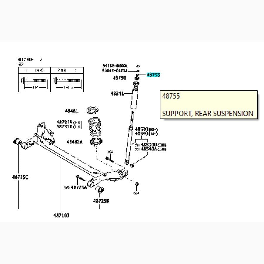 Support Shock Breaker Absorber Belakang Atas Agya Ayla 48755-BZ010