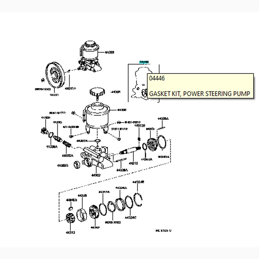 Seal Kit Pompa Power Steering Atas Land Cruiser Vx80 04446-60070