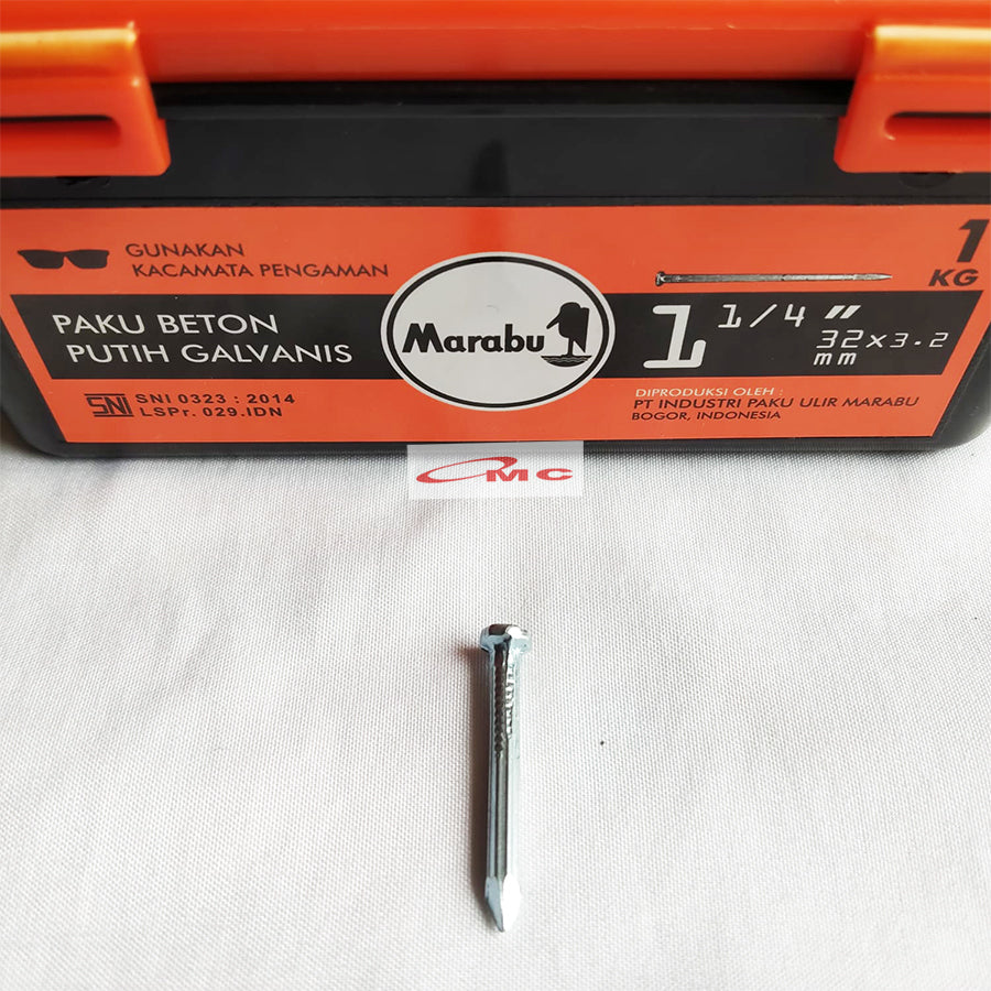 Paku Beton Baja Galvanis Tembok MARABU CML 3 CM 1 1/4 inch Putih