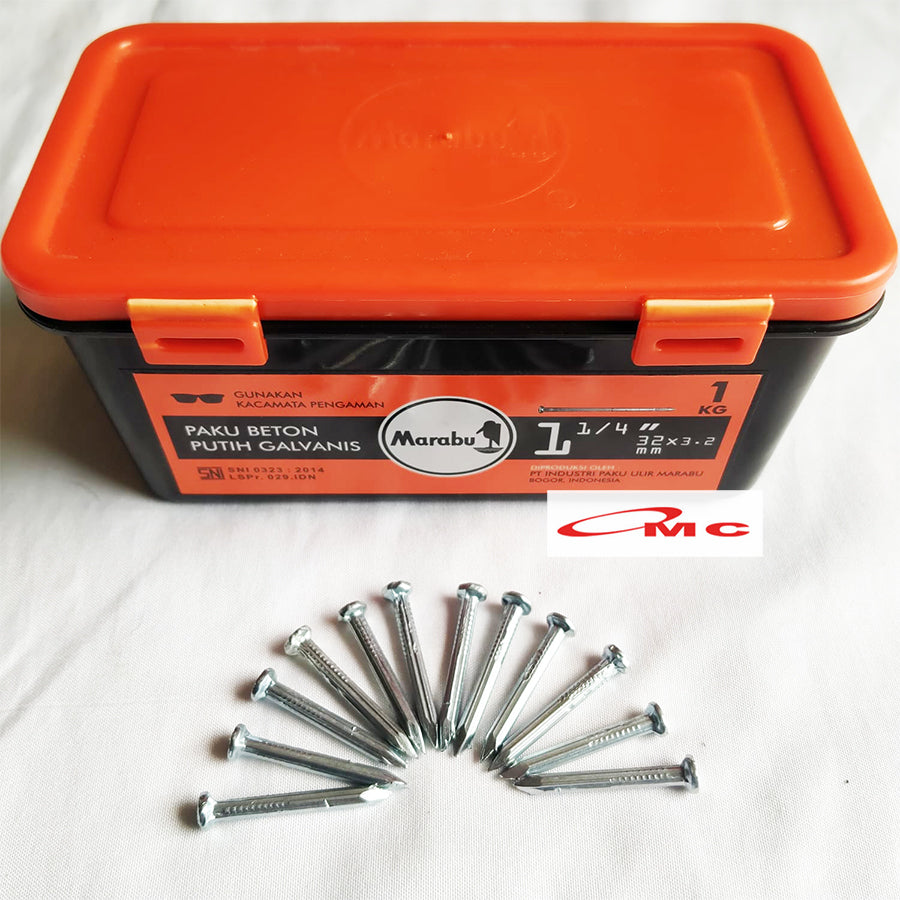 Paku Beton Baja Galvanis Tembok MARABU CML 3 CM 1 1/4 inch Putih