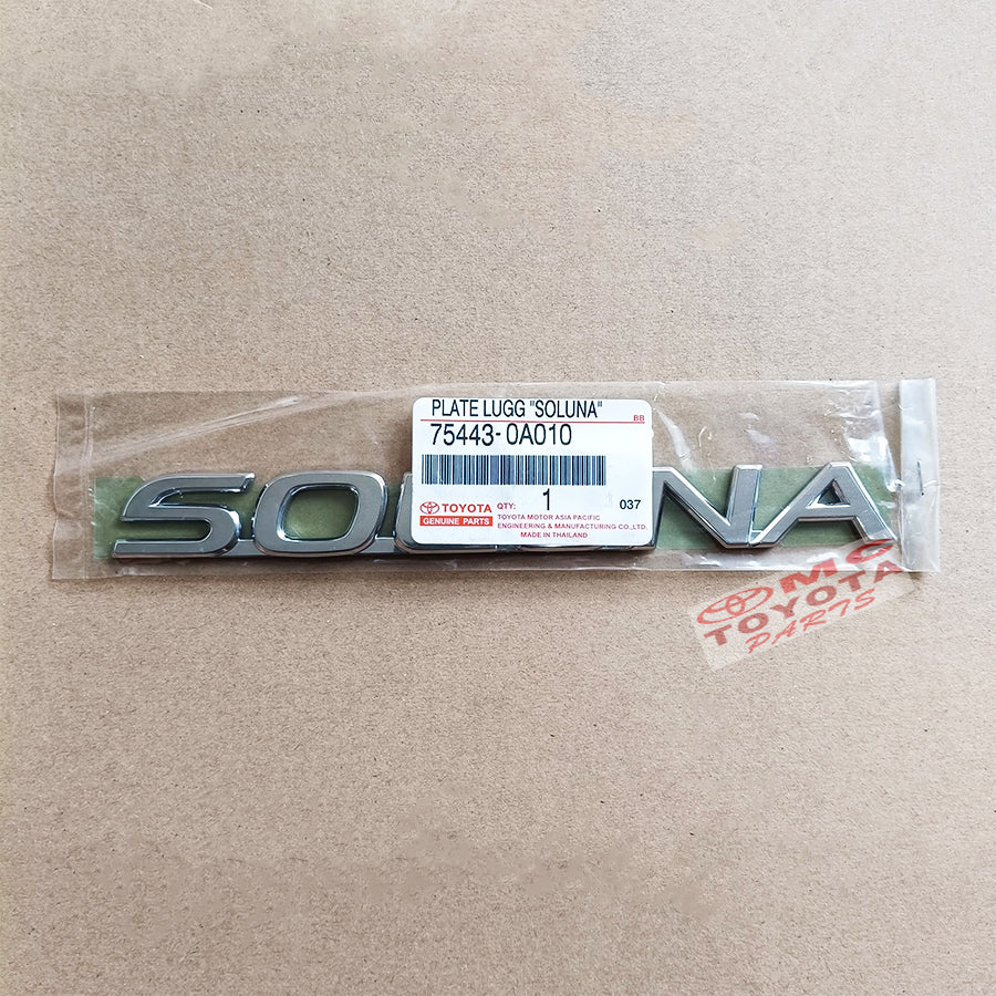 Emblem Tulisan SOLUNA Chrome Logo Sticker Stiker Toyota Soluna Original 75443-0A010
