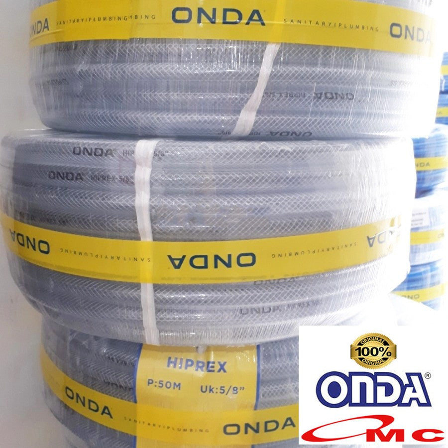 Selang Air Hiprex Bening ONDA 5/8 Inch Selang Benang 5/8" in Transparan Serat Benang Hose Taman 1 Meter SELANG-HBO-5P8-1