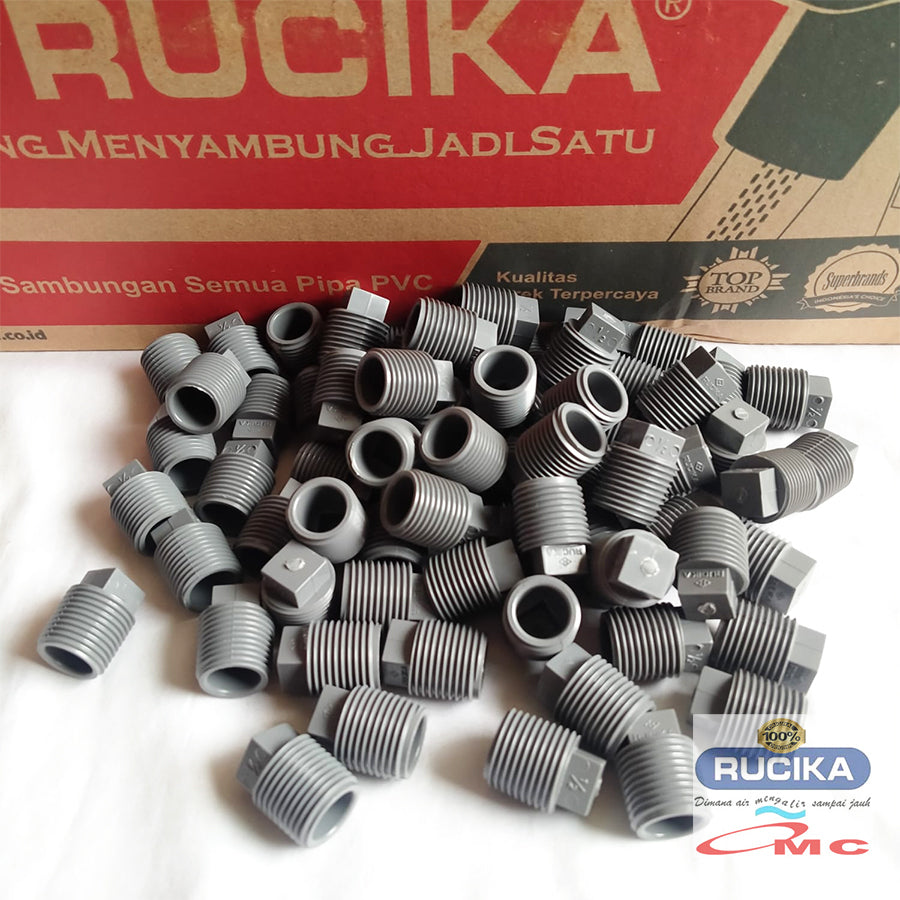Plug Flug Fluk Tutup Dop Fitting Pipa Drat Luar AW PVC 1/2 inch RUCIKA