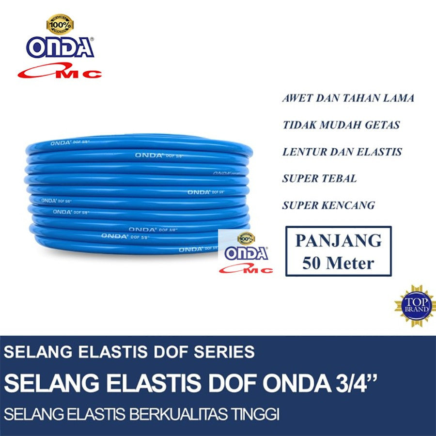Selang Air Dof ONDA Elastis 3/4 inch Taman Cuci Mobil Hose 1 Roll 50 Meter