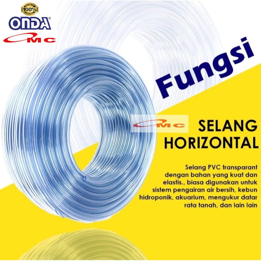 Selang Transparan 1/4 inch ONDA Selang Air Waterpas Waterpass Tukang Selang Timbang Pengukur Datar Rata Tanah Bening Aquarium Hidroponik Hose 1 Meter SELANG-TPN-1P4-1