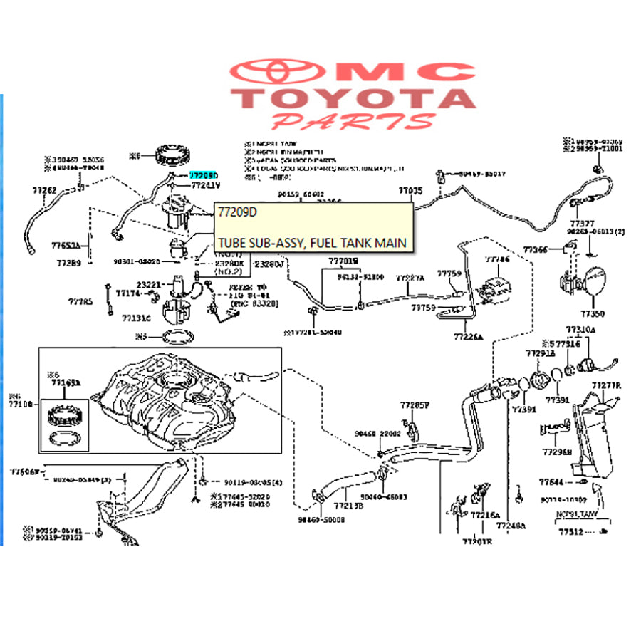 Selang Tanki Bensin Fuel Tank Main Vios Gen 2 Yaris Bakpau 77209-0D040