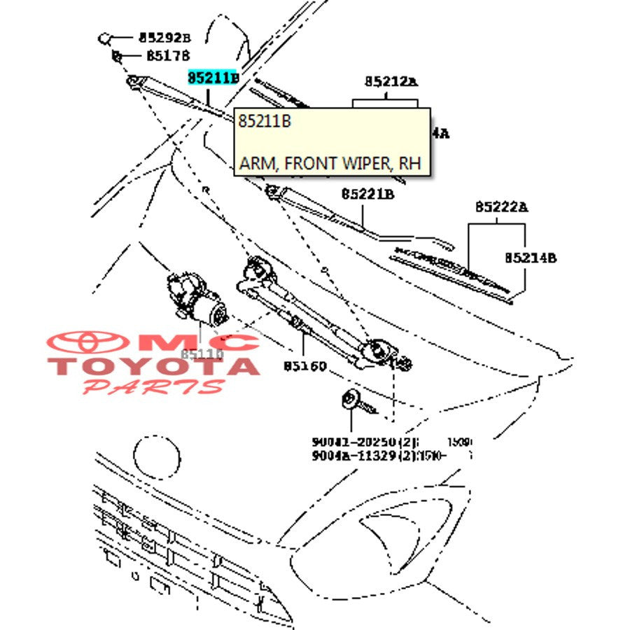 Wiper Arm Depan Kanan Agya Ayla 85211-BZ190