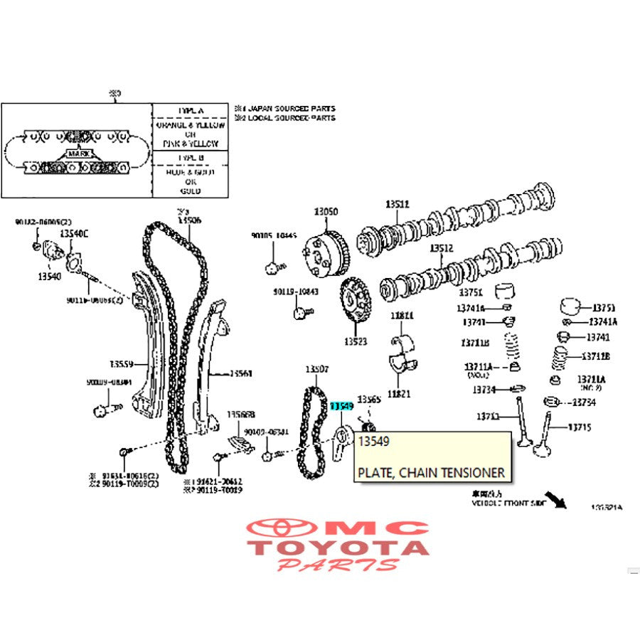 Plate Chain Tensioner Damper Pompa Oli Harrier Alphard Camry 13549-28012