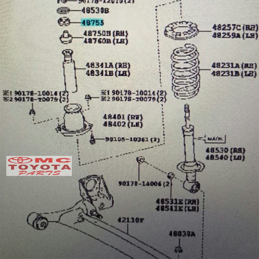 Karet Support Shock Breaker Breker Absorber Bush Belakang Atas Toyota Sienta Corolla Altis 48755-0D210