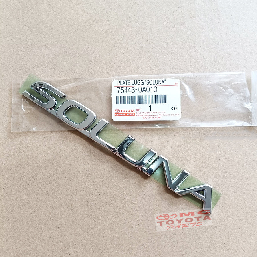 Emblem Tulisan SOLUNA Chrome Logo Sticker Stiker Toyota Soluna Original 75443-0A010