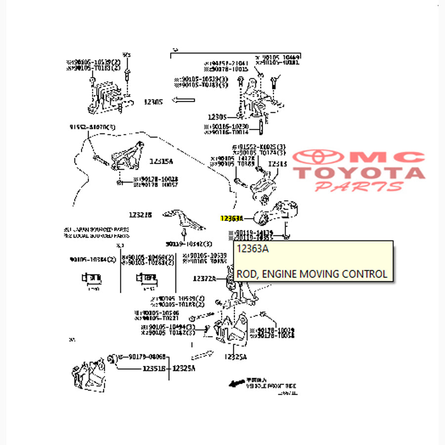 Engine Mounting Moving Control Tengah Etios Valco Cross 12363-0Y050 Engine Monting