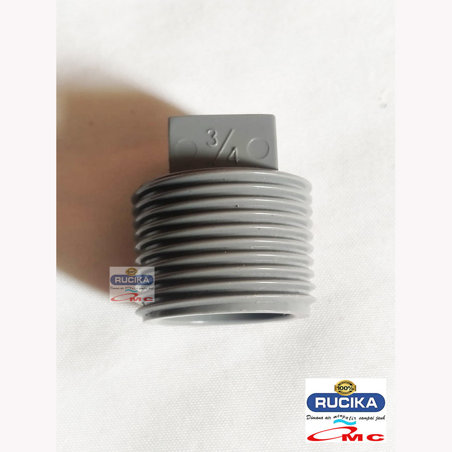 Plug Flug Fluk Tutup Dop Fitting Pipa Drat Luar AW PVC 3/4 inch RUCIKA