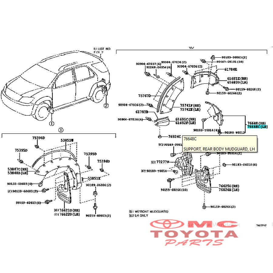 Liner Fender Spakbor Belakang Kiri Fortuner 76648-0K120