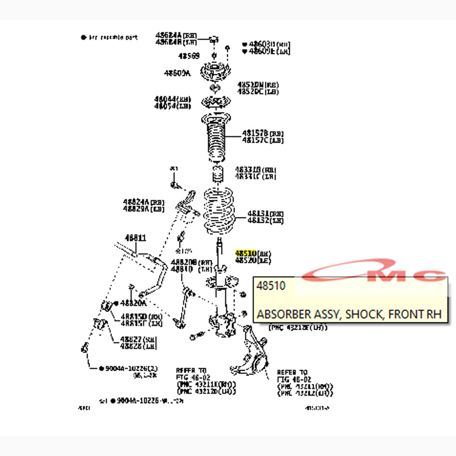 Shock Absorber Breaker Breker Depan Kanan Terios Rush 48510-BZD00-001