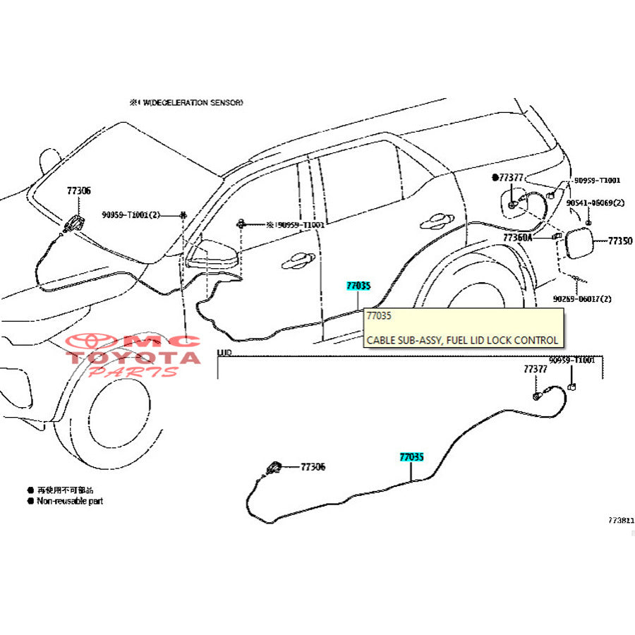 Kabel Tarikan Pembuka Tutup Tangki Bensin Fortuner VRZ 77035-0K520