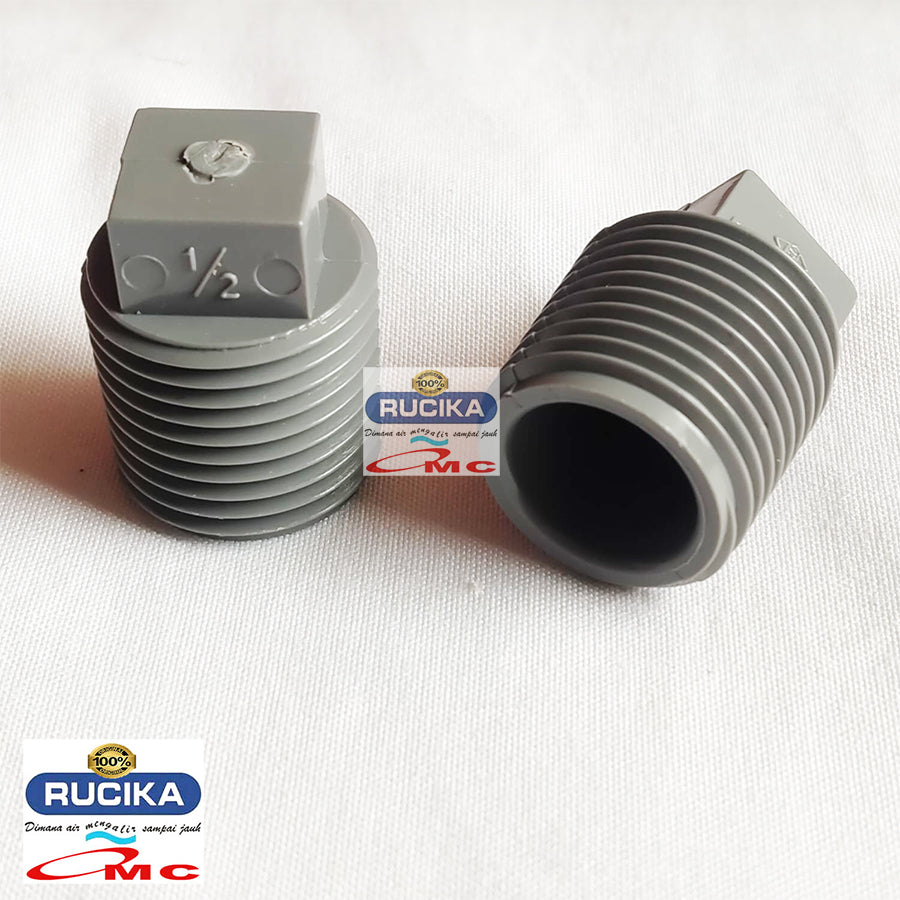 Plug Flug Fluk Tutup Dop Fitting Pipa Drat Luar AW PVC 1/2 inch RUCIKA