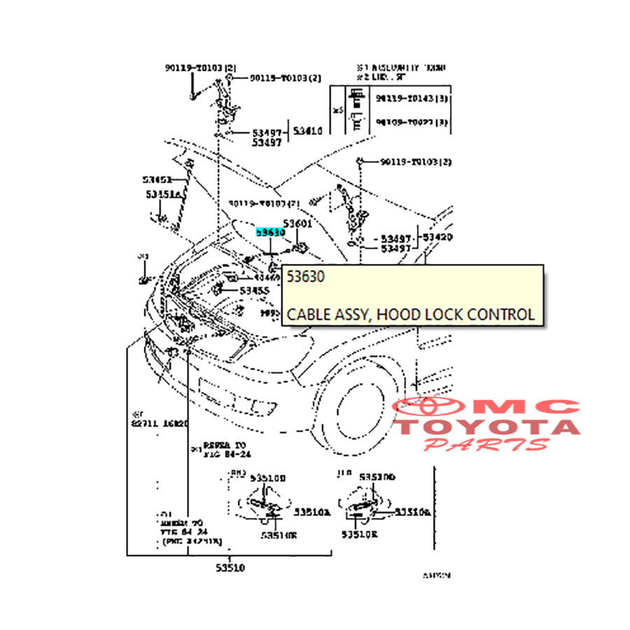 Kabel Kunci Tarikan Kap Cup Mesin Original Kijang Innova 53630-0K031