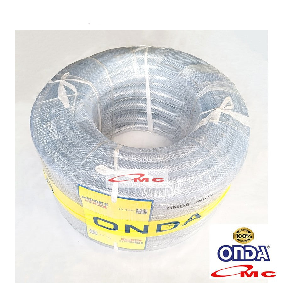 Selang Air Hiprex Bening ONDA 5/8 Inch Selang Benang 5/8" in Transparan Serat Benang Hose Taman 1 Meter SELANG-HBO-5P8-1