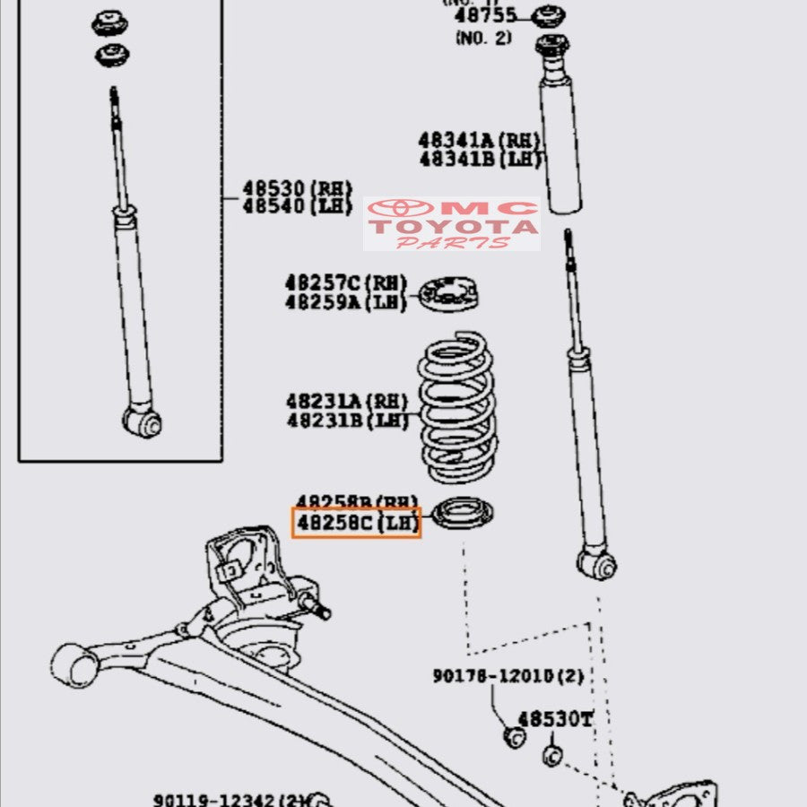Karet Tatakan Per Keong Belakang Bawah Insulator Rear Coil Spring Lower Toyota Vios 48258-0D040