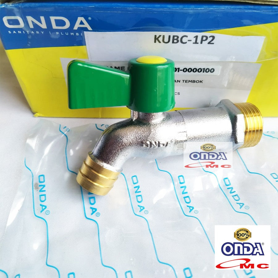 Kran Air Keran Tembok Taman Kuningan Cebol 1/2 Inch Hijau ONDA KUBC
