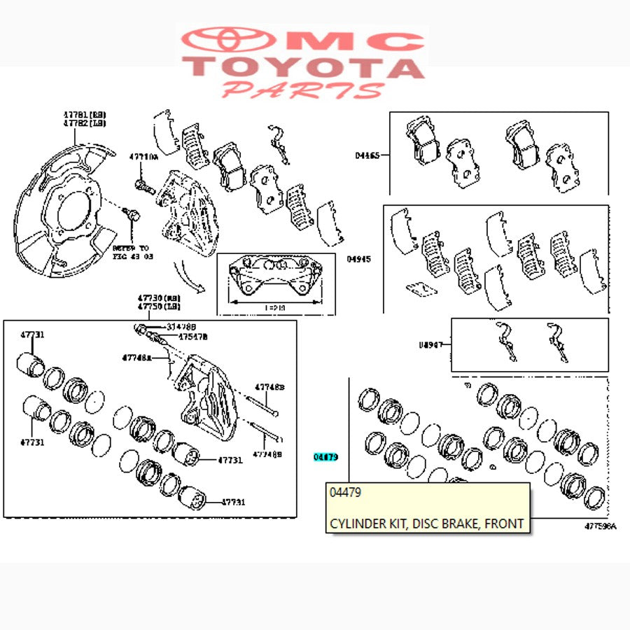 Kaliper Cylinder Kit Karet Rem Depan Fortuner VRZ Hilux 04478-0K250