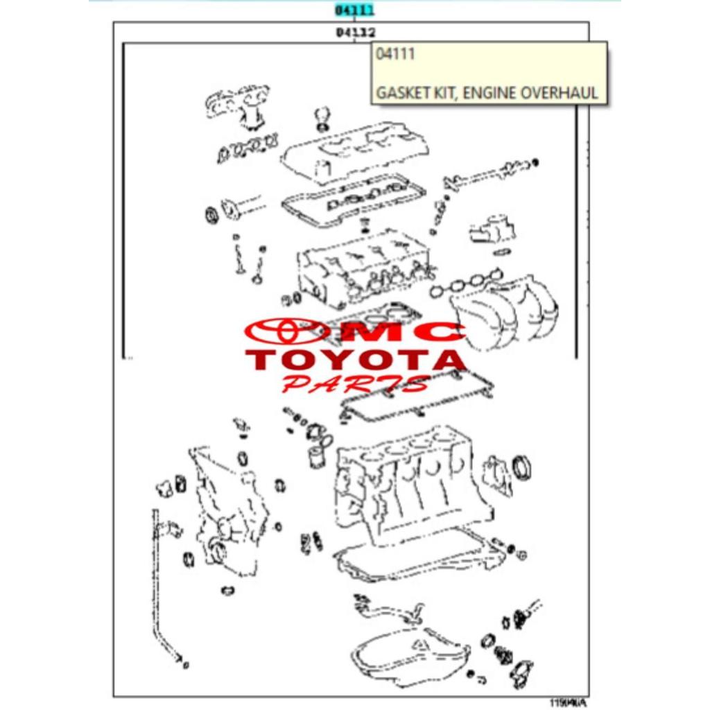 Paking Packing Set (Gasket Kit, Engine Overhaul)Toyota Innova Hilux 04111-0C210