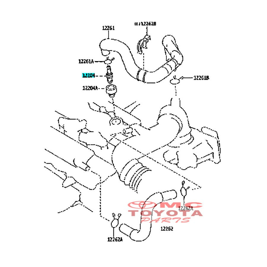 Valve Tutup Klep Valve PCV PVC Valve Angin Sensor Ventilation Ventilator Toyota Corolla Great Altis New Twincam Vios Yaris Rav4 Original 12204-22051