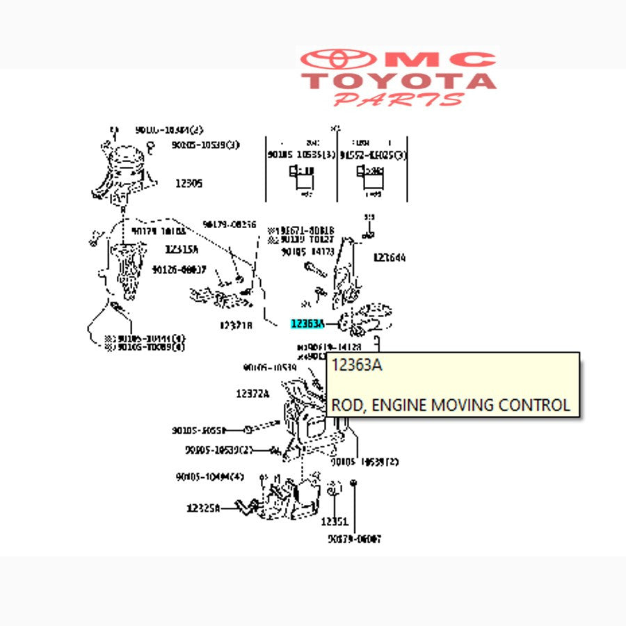 Engine Mounting Control Depan Tengah Vios Yaris Matic 12363-0M020