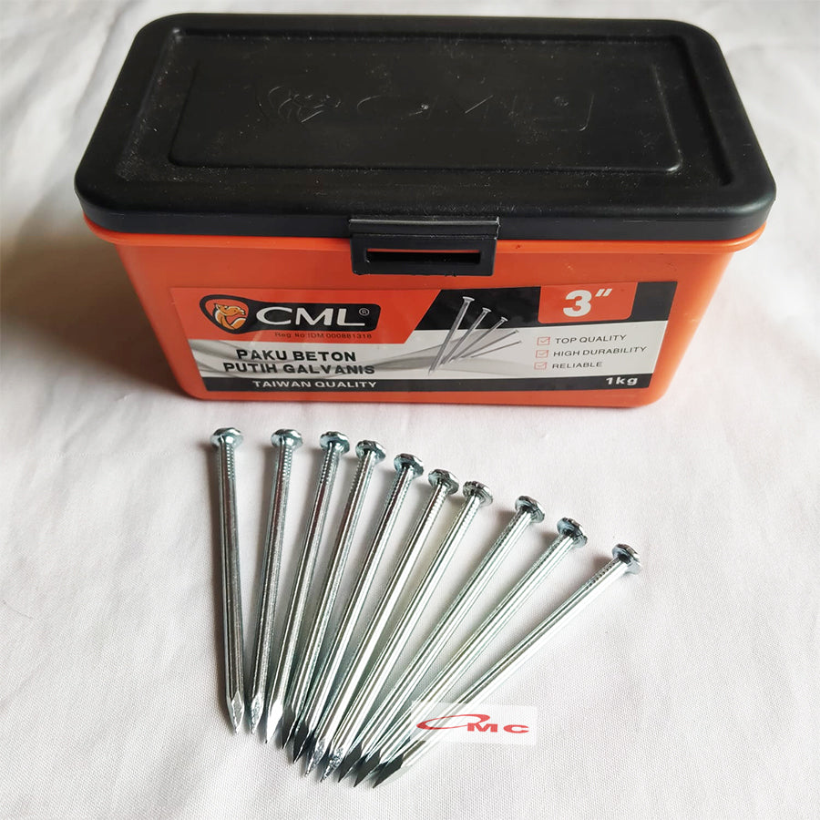 Paku Beton Baja Galvanis Tembok MARABU CML 7 CM 3 inch Putih