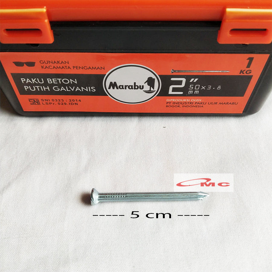 Paku Beton Baja Galvanis Tembok MARABU CML 5 CM 2 inch Putih