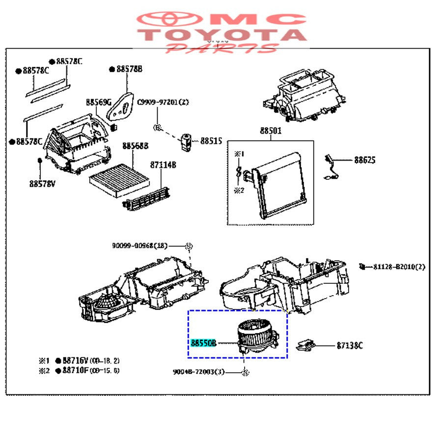 Blower AC Motor Assy Depan Avanza Agya 88550-BZ070