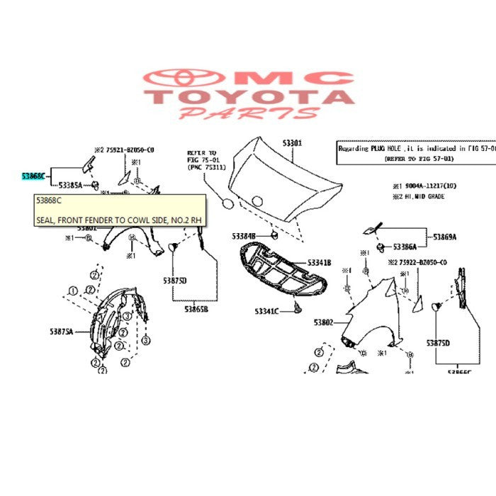 Cover Hood Hinge Karet samping Kap Mesin Kanan Agya Ayla 53445-BZ160