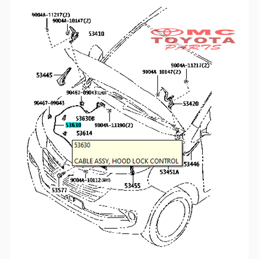 Kabel Kunci Tarikan Kap Cup Mesin Grand New Avanza Xenia 53630-BZ230
