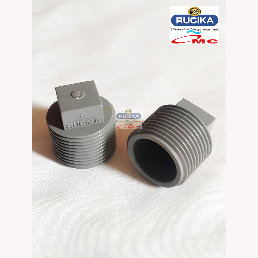 Plug Flug Fluk Tutup Dop Fitting Pipa Drat Luar AW PVC 3/4 inch RUCIKA