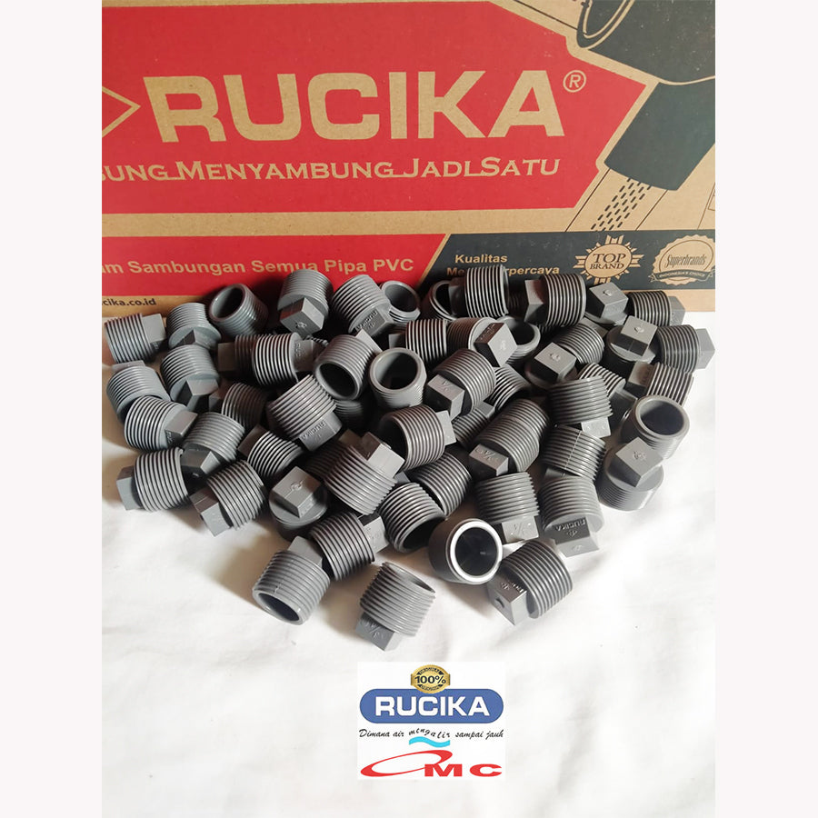 Plug Flug Fluk Tutup Dop Fitting Pipa Drat Luar AW PVC 3/4 inch RUCIKA