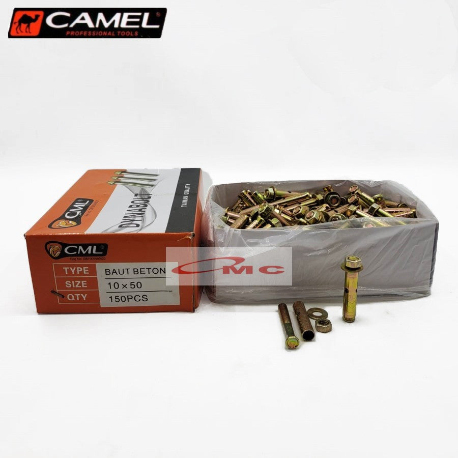 Camel Baut Dynabolt Skrup Sekrup Baut Dinabolt Tembok Baut Tanam Ancor Anchor Bolt Mur Baut Beton Bracket M10 x 50 10X50 10 x 50 Tukang Pertukangan Per 1 Pcs BB-CML-10X50-1