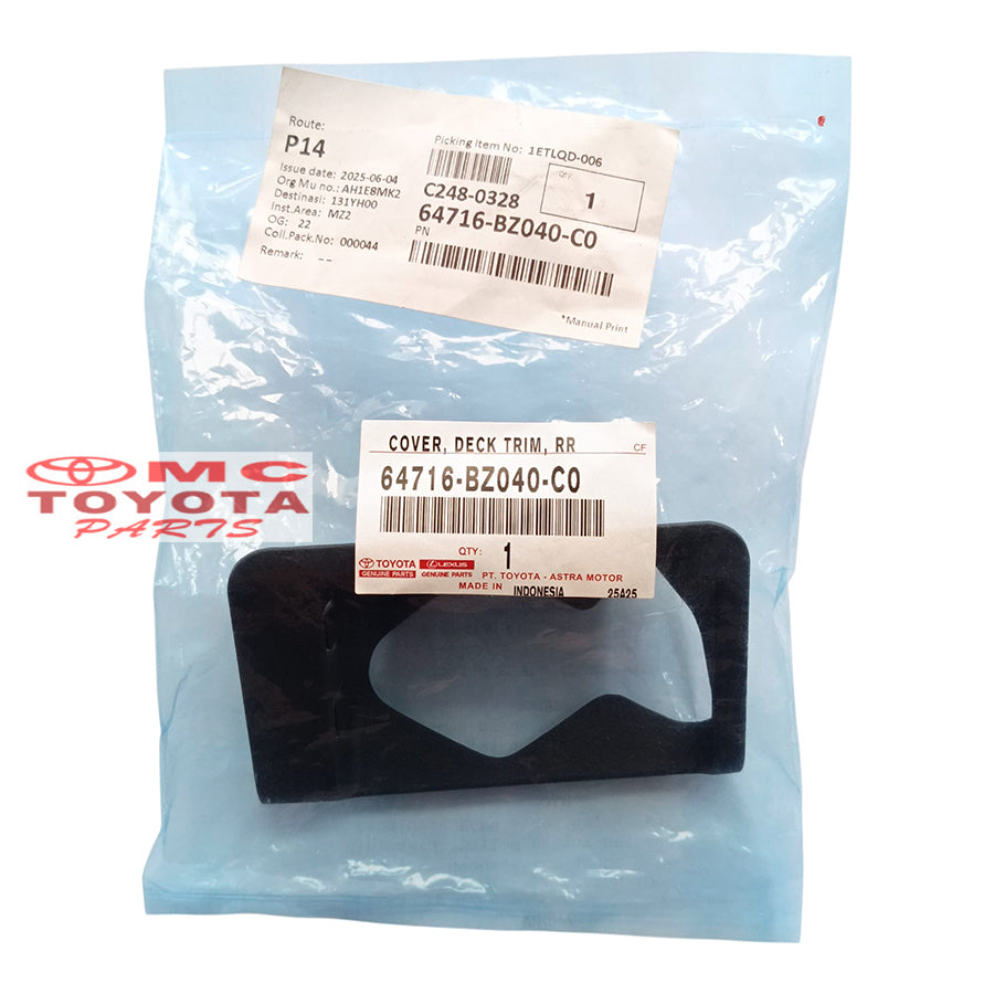 Cover Sill Plate Belakang Lubang Kunci Bawah Bagasi Agya Ayla Original 64716-BZ040-C0 Cover Side Deck Trim Cover Door Lock Deck Bagasi Cover Doorlock