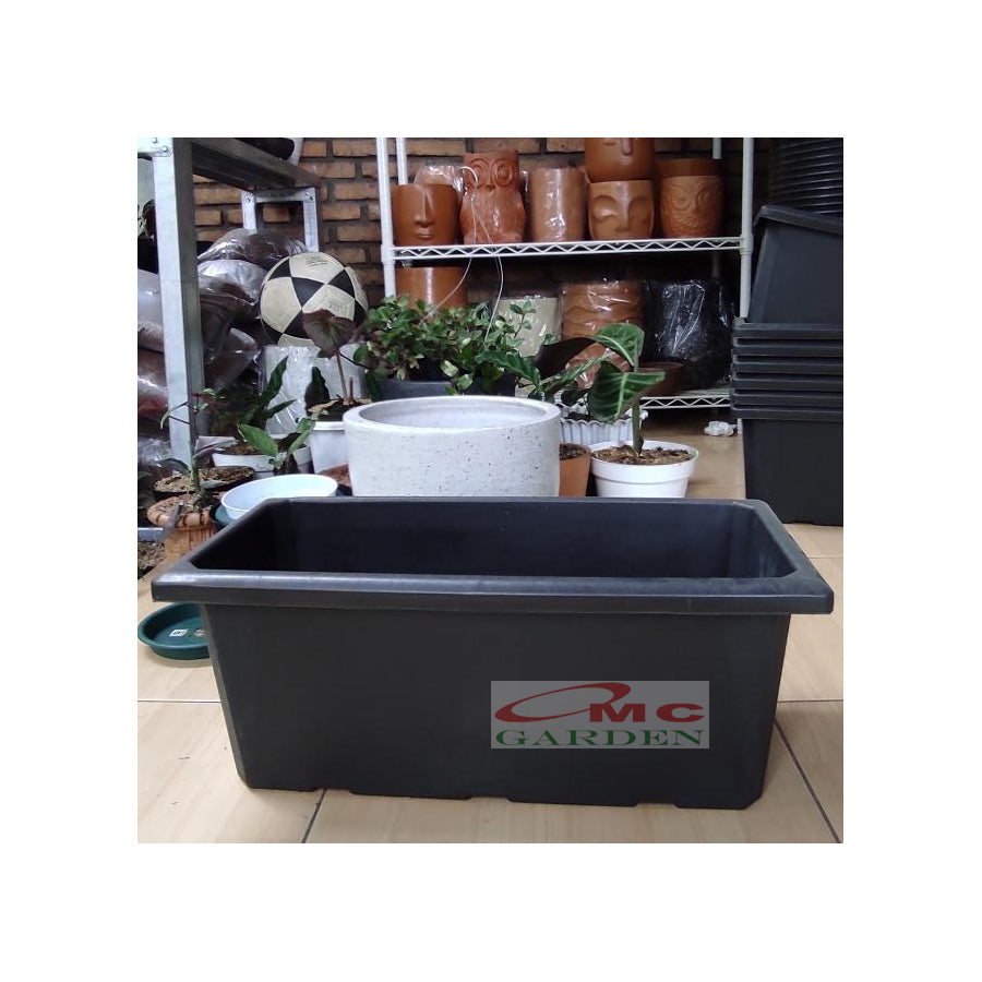 Pot Tanaman Hias Bunga Bonsai Persegi Panjang Hitam Plastik 50-Cm