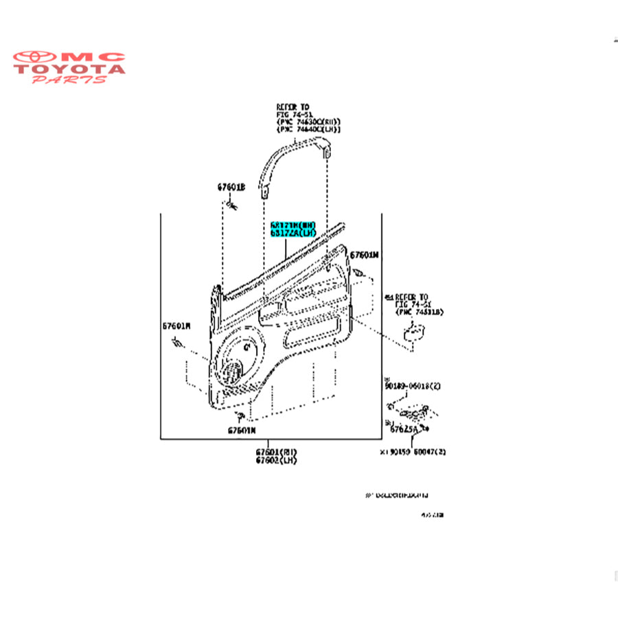 Pelipit pintu Bagian Dalam Kanan Kiri Dyna saurus Hino Dutro Original 68171-0W010 68172-0W010