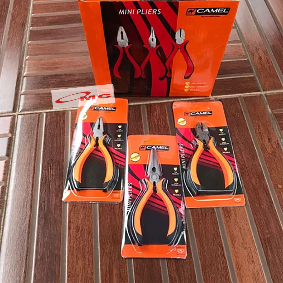 Tang Mini Camel Dengan Per 4.5" inch Tang Kombinasi Potong Lancip Mini Camel 4,5" Tang Lancip Tang Jepit Tang Potong Pemotong Kawat Kabel 4,5 4.5 inch Tang Mini Pliers Kecil Gagang Karet Anti Slip