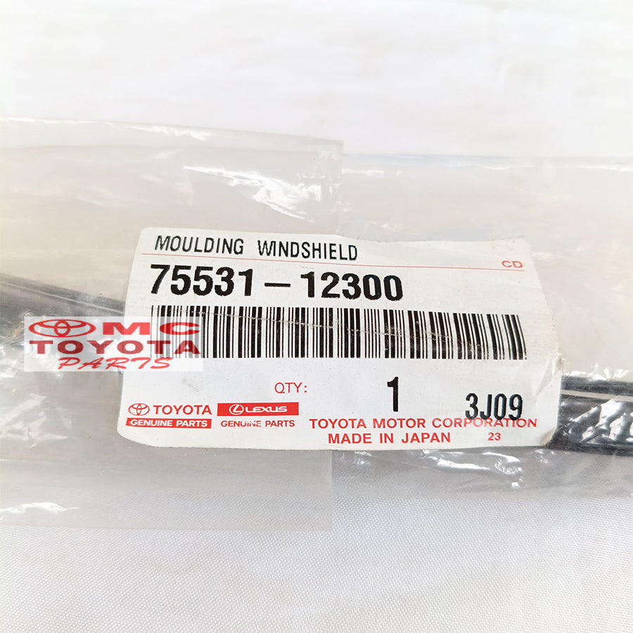 Karet Kaca Depan Lis Kaca Depan Corolla Twincam Bagian Atas Original Toyota 75531-12300 Moulding Molding Karet List Kaca Depan Atas Chrome