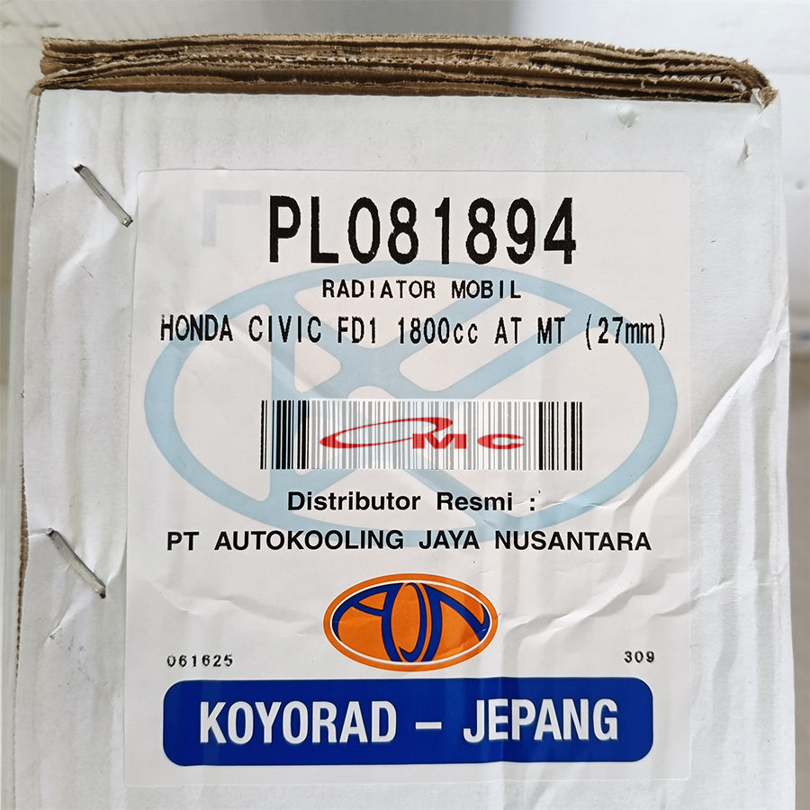 Radiator Honda Civic FD FD1 1.8 1800cc Matic Manual 2006-2012 2Ply 27mm Koyorad Jepang Japan PL081894 Radiator All New Civic FD1 1800 cc AT MT