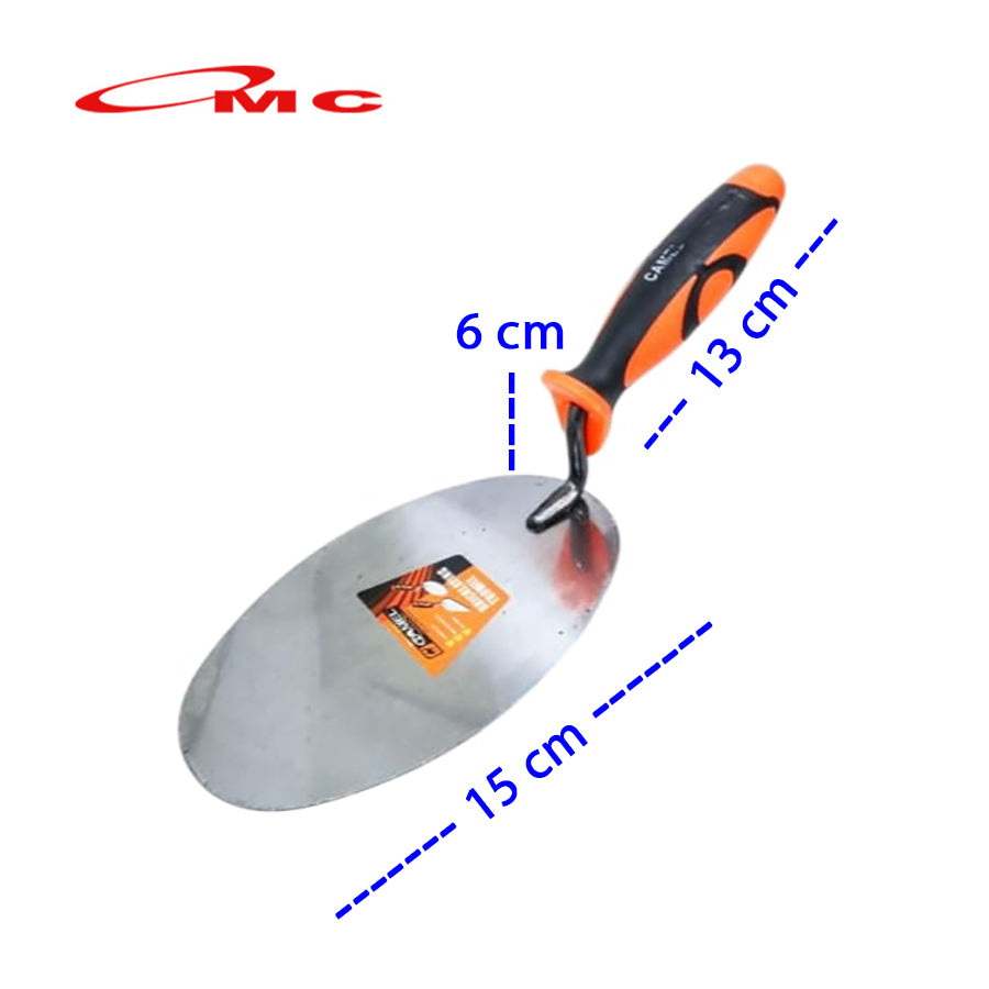 Camel Sendok Semen Tebal Bulat Gagang Karet Anti Slip Sendok Acian Alat Adukan Semen Pasir Cetok Tembok Sekop Skop Tanah Plat Baja Sendok Semen Bulat Camel 6" in 6 inch Heavy Duty