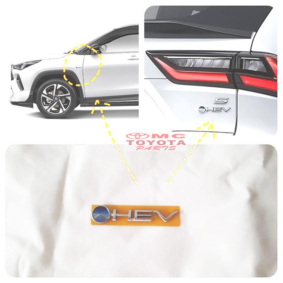 Emblem Logo O-HEV OHEV Chrome Yaris Cross Hybrid Original Toyota 75440-BZ010 Emblem Tulisan O HEV Chrome Side Fender Samping Kanan Kiri Dan Bagasi Belakang Sticker Stiker