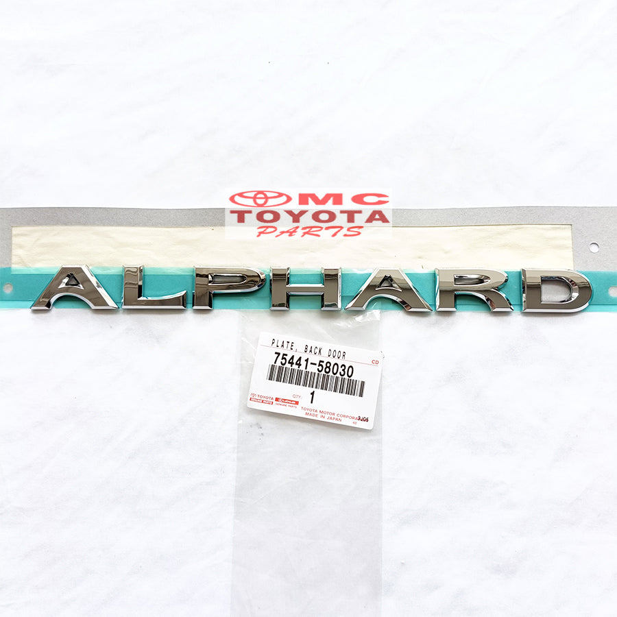 Emblem Belakang Tulisan ALPHARD XH20 AGH30 2008-2018 Chrome Original Toyota Alphard Vellfire 75441-58030 / 75441-58070 Emblem Logo Sticker Stiker Bagasi Pintu Belakang Ori